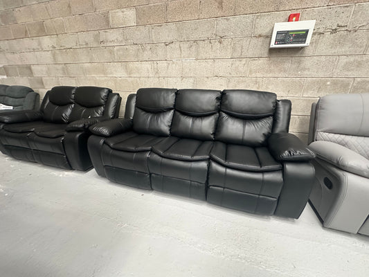 3+2 Highgate Leather Recliner Sofa With Cupholders