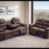 oxford leather electric recliner brown