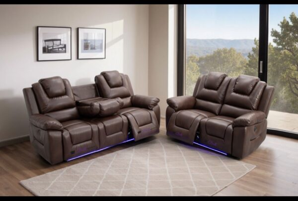 oxford leather electric recliner brown