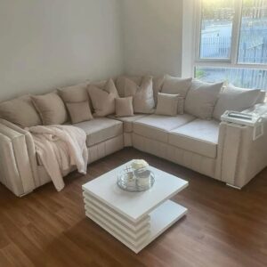 Special Offer - Luxury Layla Corner Sofa | Cream Plush | 2C2 | FREE DELIVERY!