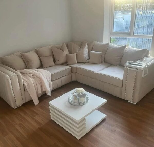 Special Offer - Luxury Layla Corner Sofa | Cream Plush | 2C2 | FREE DELIVERY!