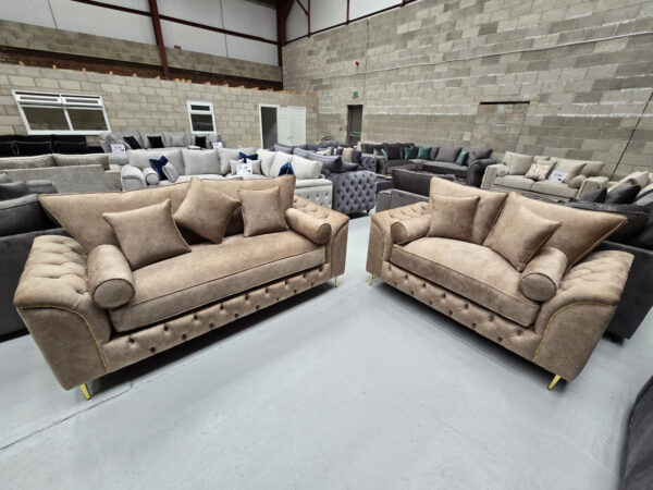 3+2 Malibu Sofa Set - Dapple Caramel Fabric